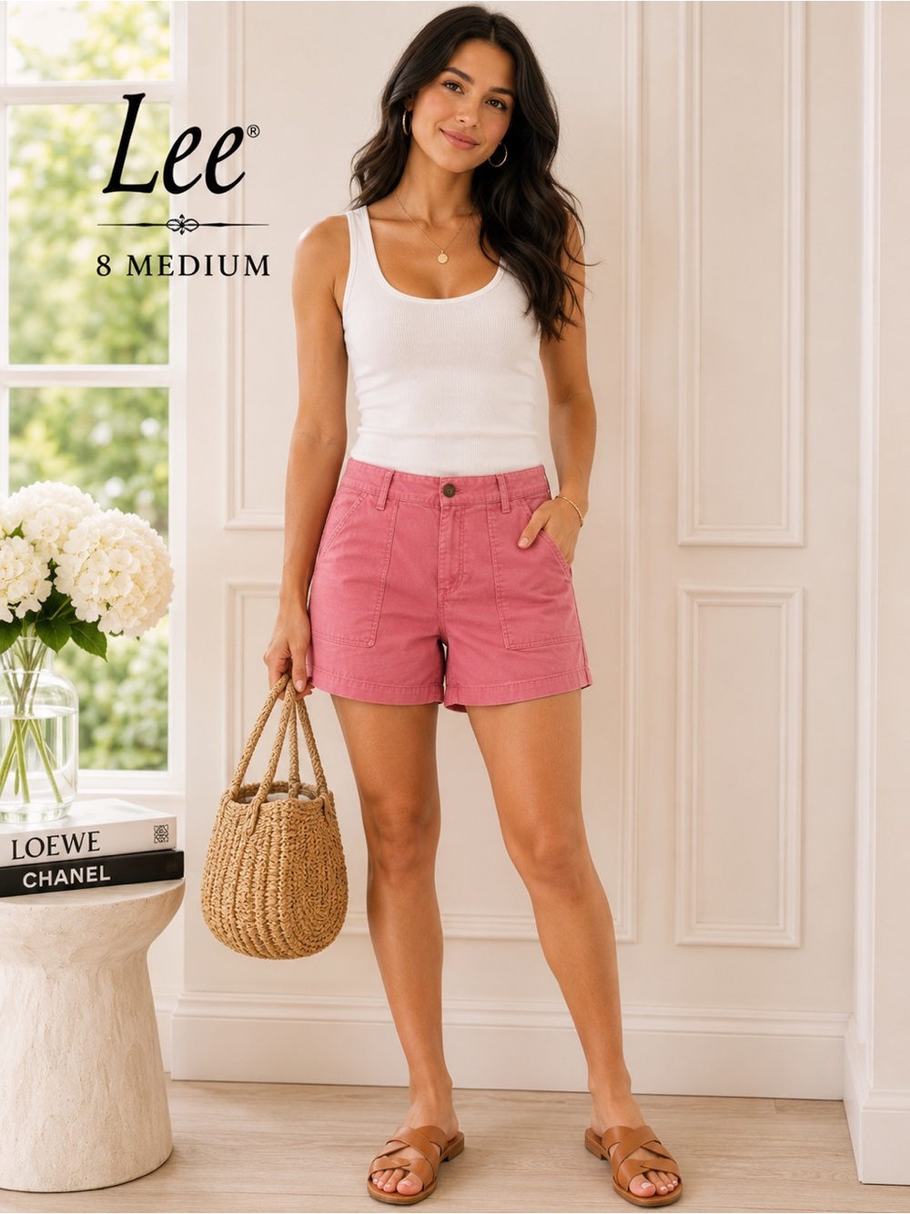 Lee Dusty Pink Utility Patch Pocket Shorts Size 8 M